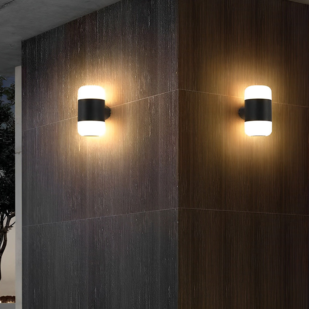 Round Up and Down Light LED Waterproof Black Modern Outdoor Wall Lamp - Lumpaz