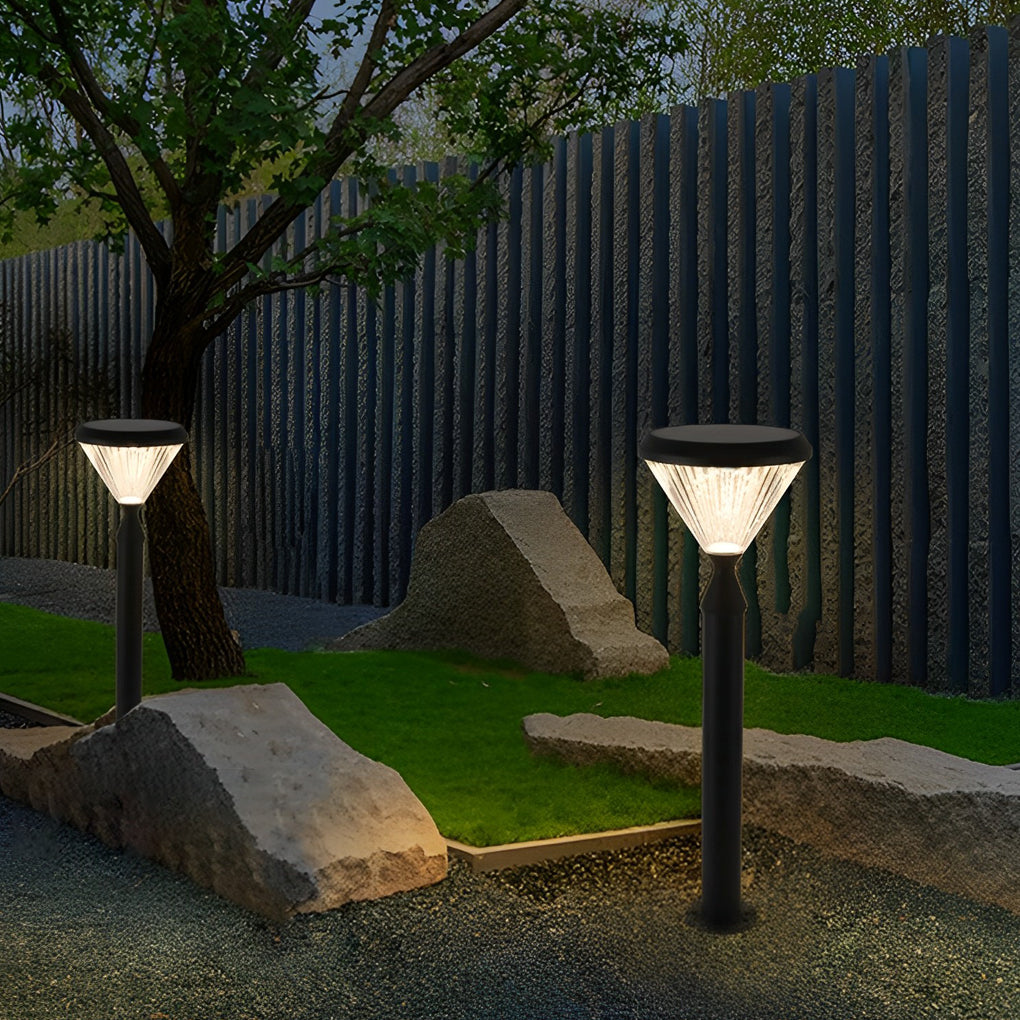 Round Waterproof Light Control LED Black Modern Solar Outdoor Lights - Lumpaz
