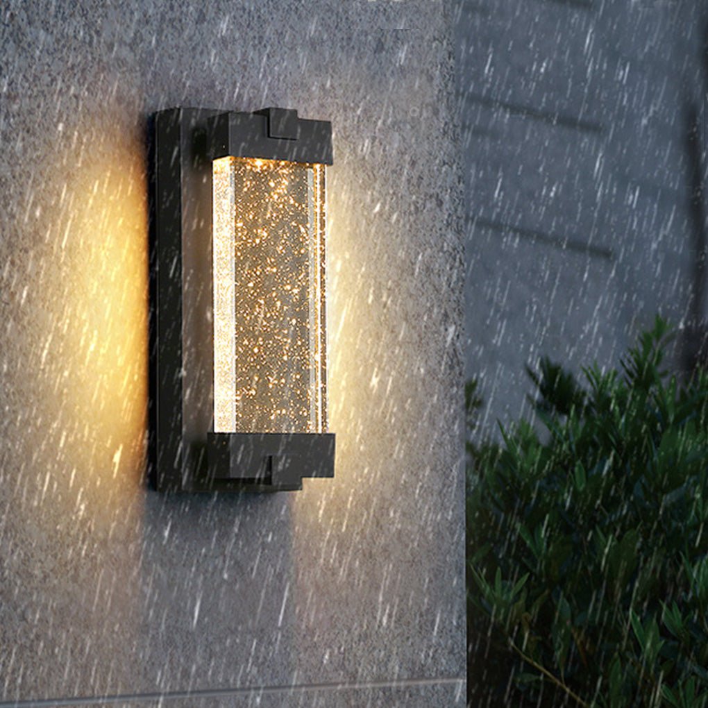 Rectangular Bubbles Crystal Waterproof COB Black Outdoor Wall Lights - Lumpaz