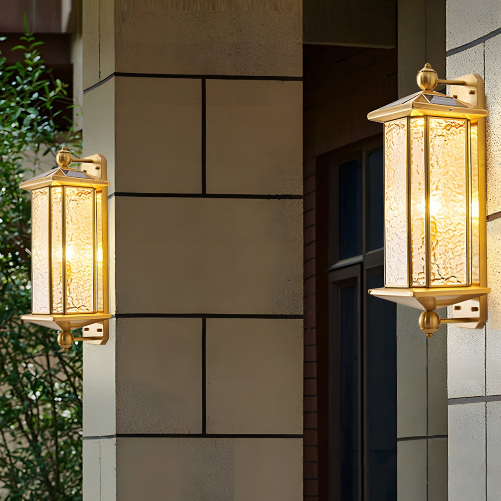 23.62-In. European Copper Dimmable Hardwired/Solar Outdoor Wall Lights - Lumpaz