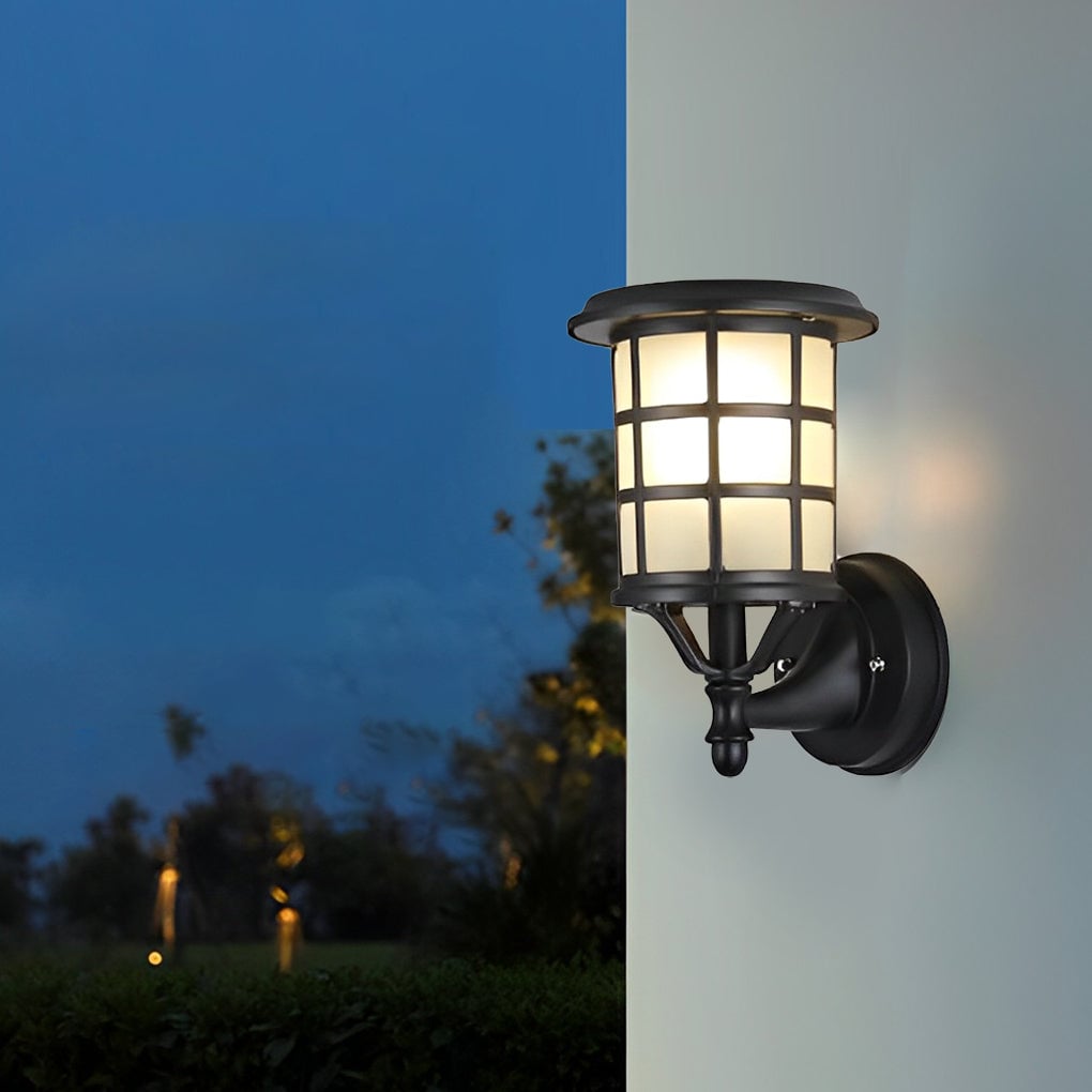 Retro Round Three Step Dimming Black European-style Solar Wall Sconces - Lumpaz