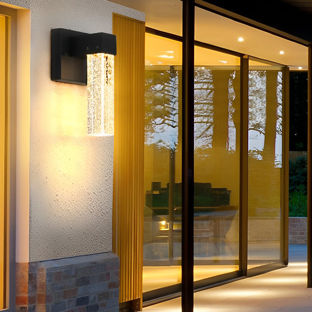 Waterproof LED 10W Crystal Black Modern Outdoor Wall Lamp Exterior Lights - Lumpaz