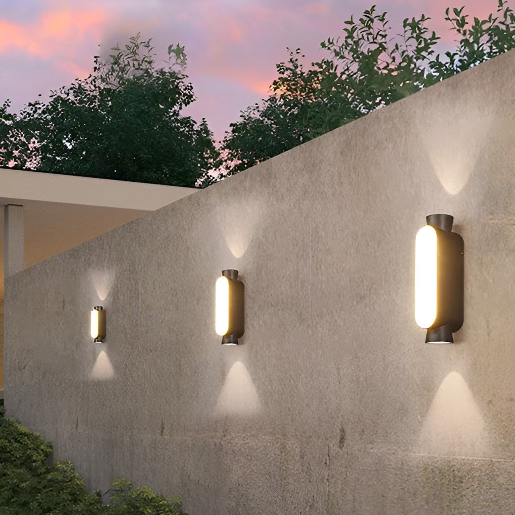 Waterproof LED Up and Down Lights Black Modern Outdoor Wall Sconce Lighting - Lumpaz