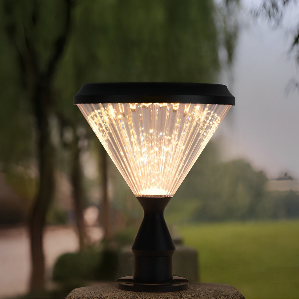 Round Waterproof Light Control LED Black Modern Solar Outdoor Lights - Lumpaz
