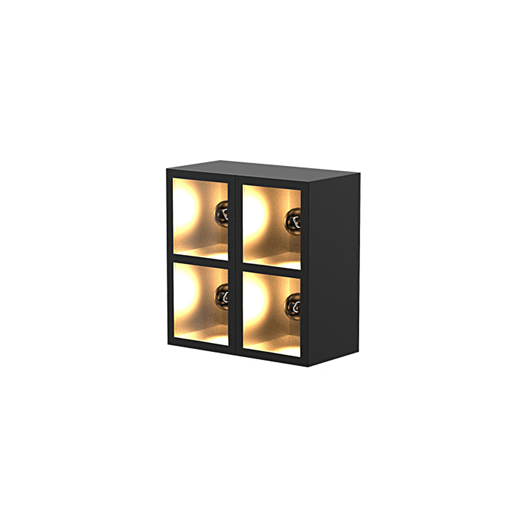 Waterproof Creative Square Combination LED Black Wall Lamp with Flowerpot - Lumpaz