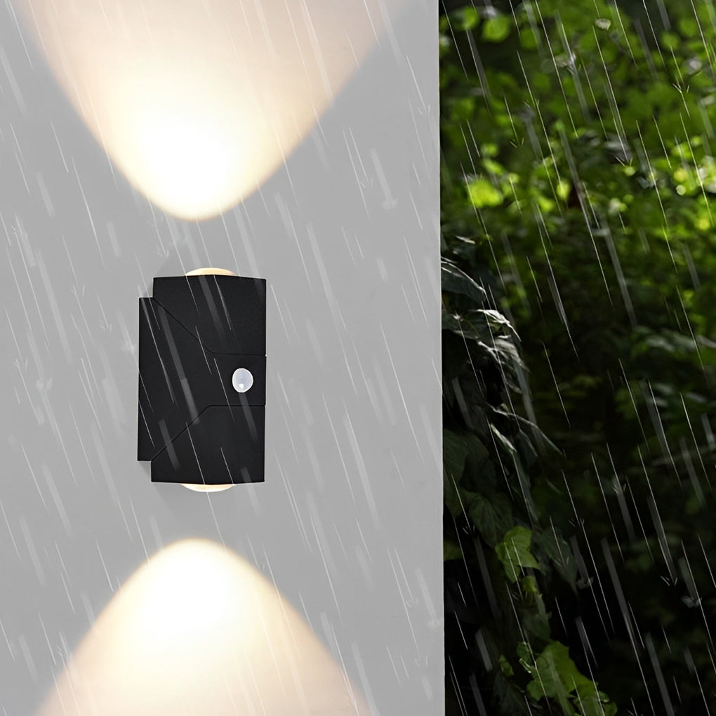 Adjustable Up and Down Light Motion Sensor Waterproof Black Wall Lamp - Lumpaz