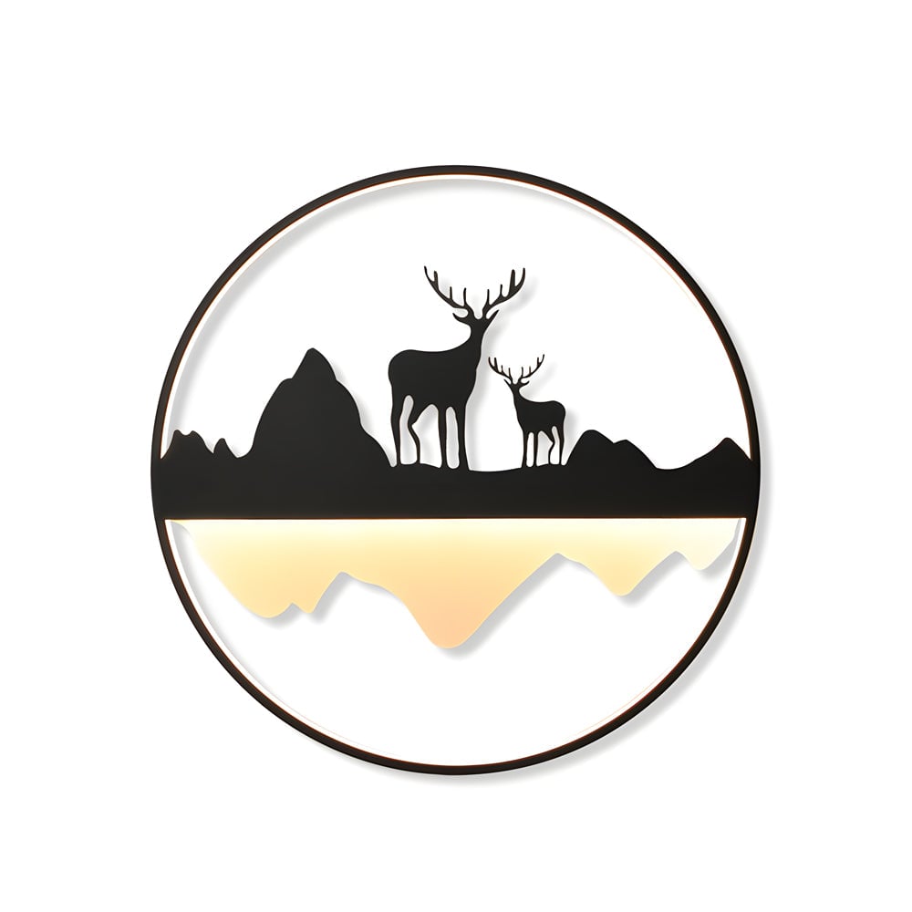 Round Mountain Scenery Silhouette Dimmable with Remote Outdoor Wall Lights - Lumpaz