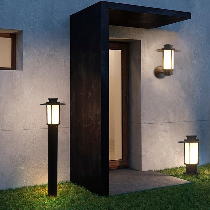 Top Hats Shape Aluminum LED Waterproof Black Retro Outdoor Wall Lights - Lumpaz