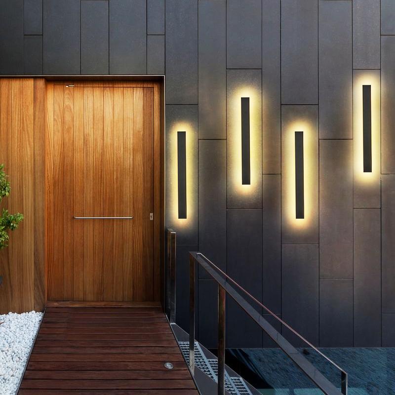 Waterproof Long Strip LED Wall Lamp Outdoor Wall Lights Black Porch Lights - Lumpaz