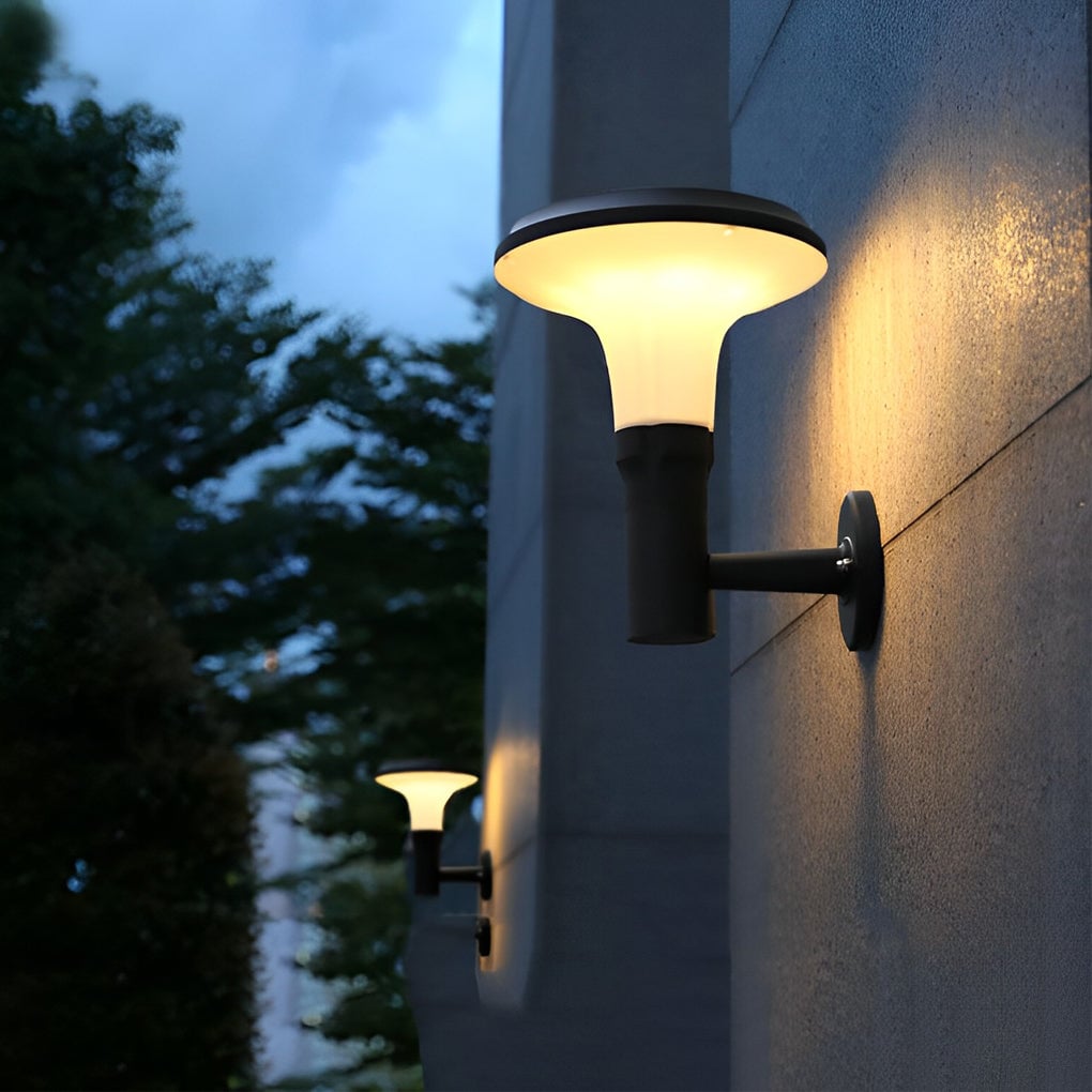 Round Flower LED Waterproof Black Modern Solar Wall Lamp Wall Sconces Lighting - Lumpaz