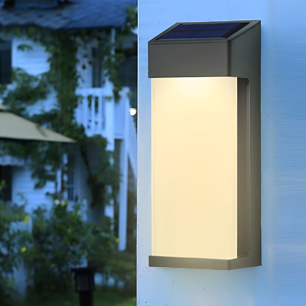 2 Pcs Rectangular LED Light-controlled Waterproof Outdoor Solar Sconce Lighting - Lumpaz