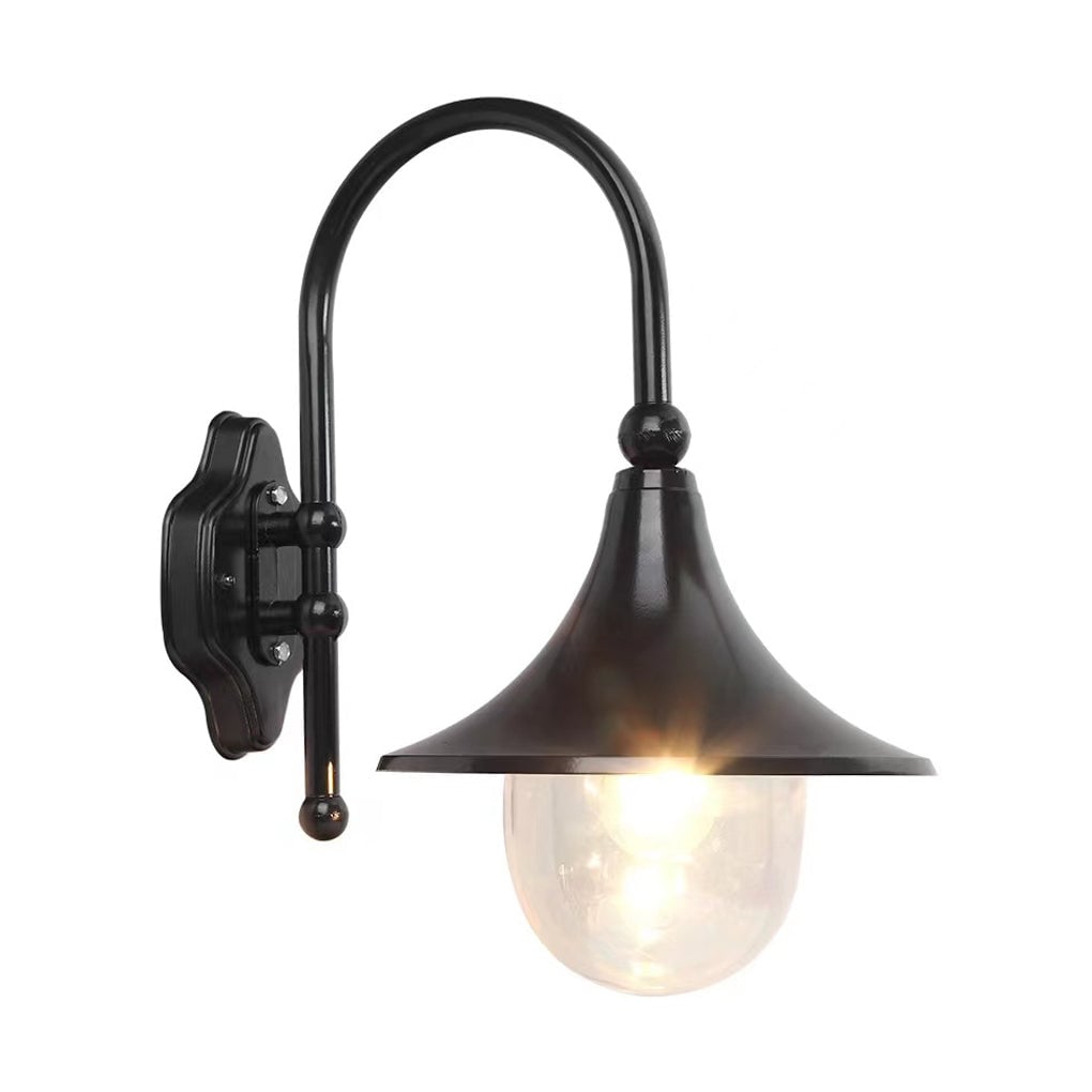 Creative Trumpet Shaped Waterproof LED Black Vintage Outdoor Wall Lamp - Lumpaz