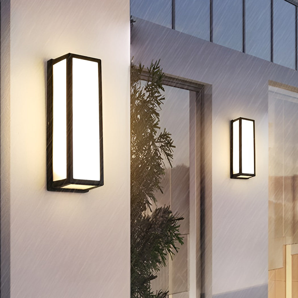 Rectangle LED Waterproof Motion Sensor Black Modern Wall Sconce Lighting - Lumpaz