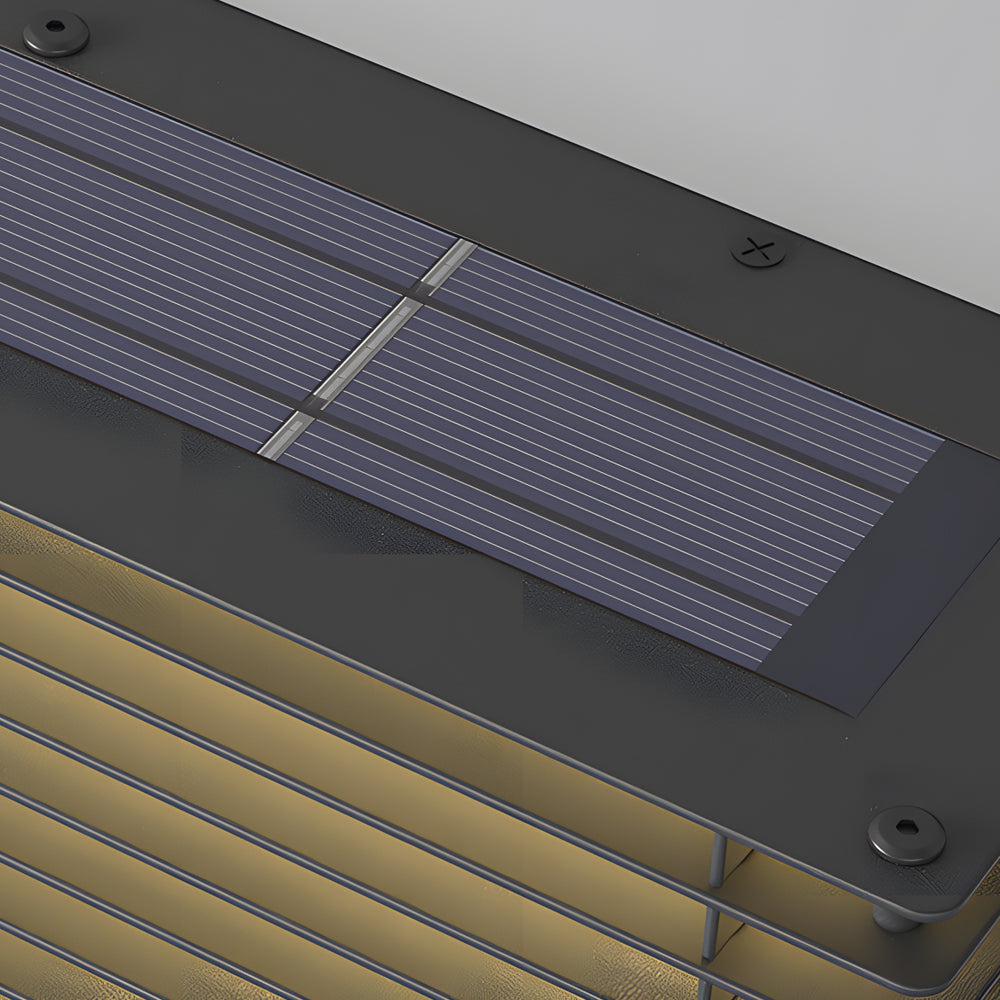 Waterproof Square Grids Stainless Steel Black Modern Solar Wall Lights - Lumpaz