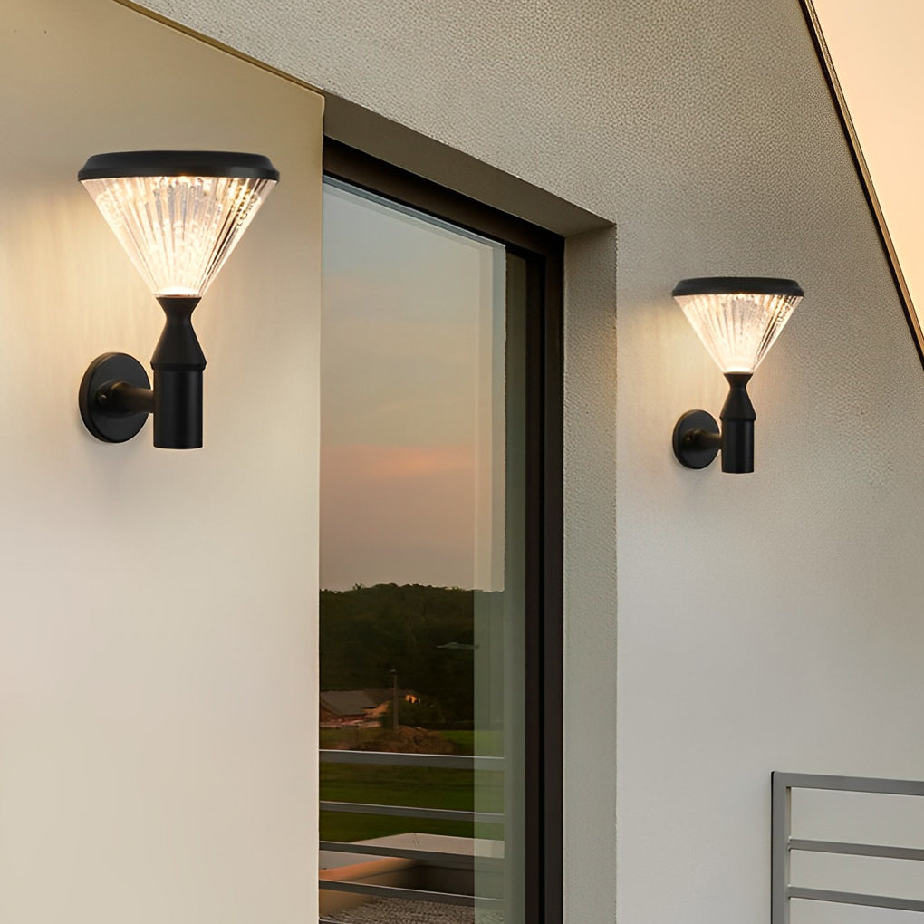 Round Waterproof Light Control LED Black Modern Solar Outdoor Lights - Lumpaz