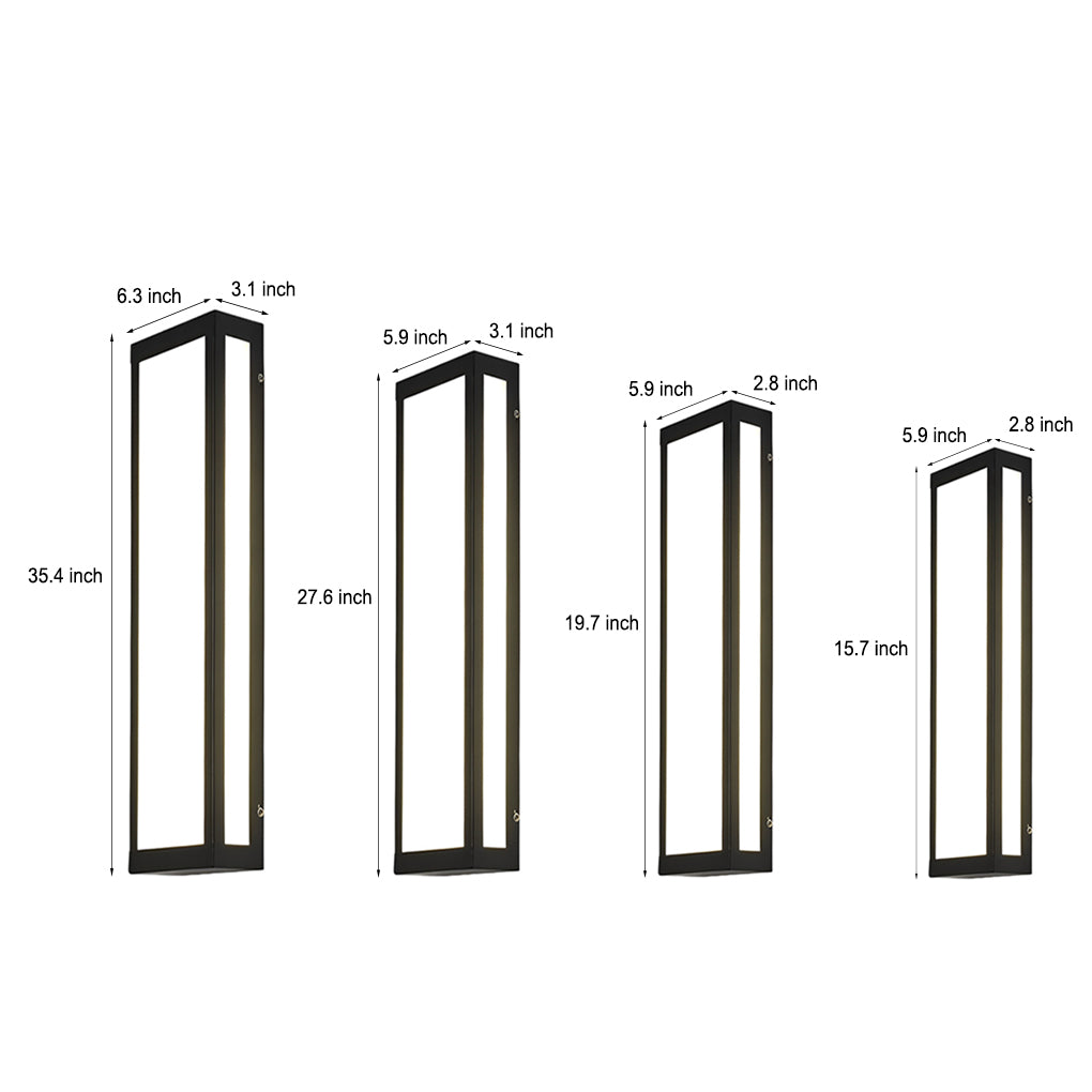 Rectangular LED Waterproof Black Modern Outdoor Exterior Light Wall Lamp - Lumpaz