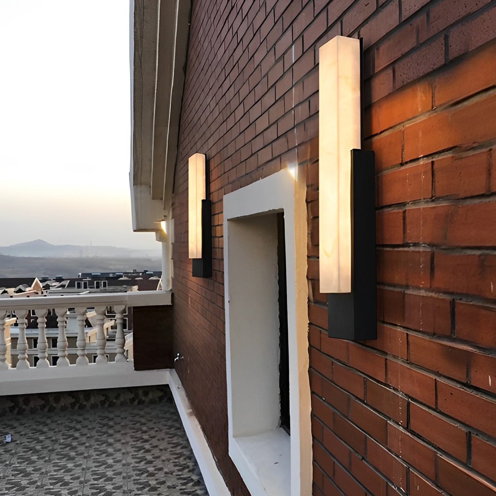 Waterproof Imitation Marble Shade LED Black Modern Outdoor Wall Light - Lumpaz