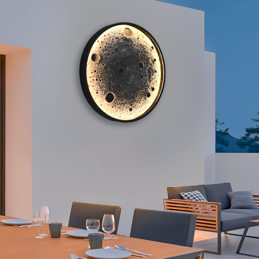 Round Moon Waterproof LED Modern Outdoor Wall Lights Fixture Wall Lamp - Lumpaz