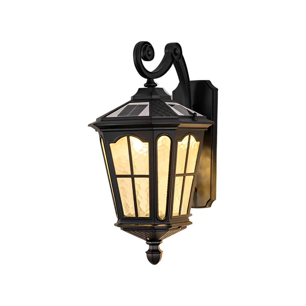 Retro Waterproof LED Aluminum Black Vintage Solar Outdoor Wall Light - Lumpaz
