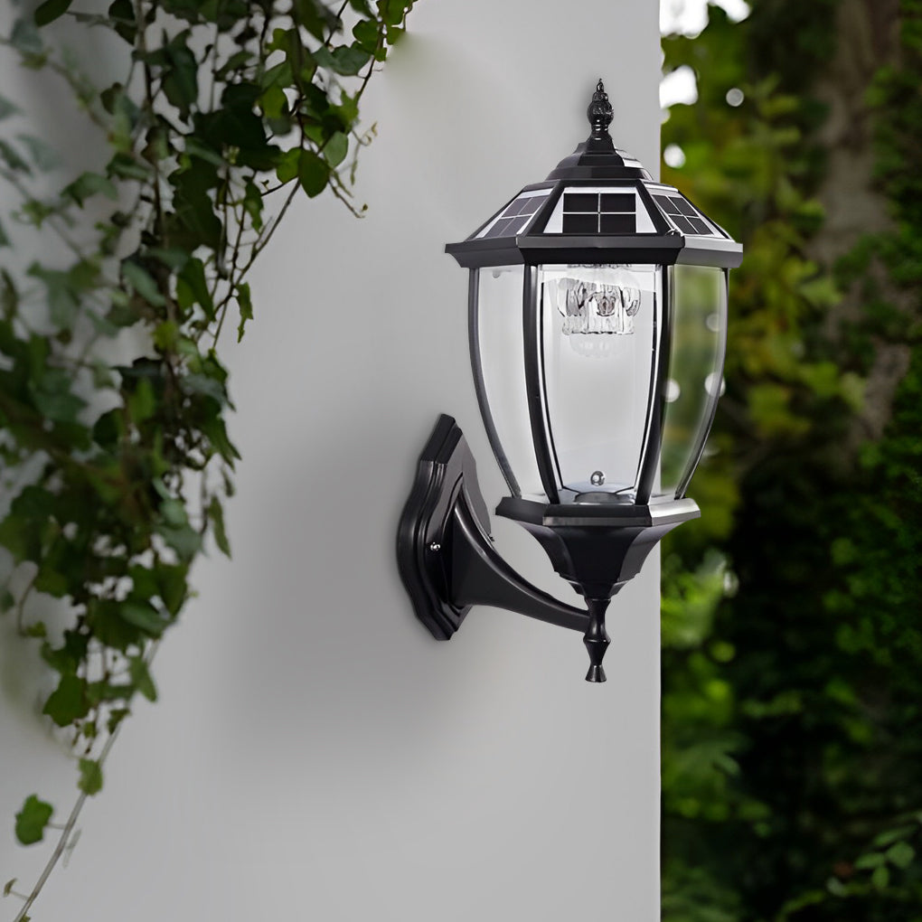 Led Waterproof Black Vintage Outdoor Solar Fence Post Lights with Remote - Lumpaz