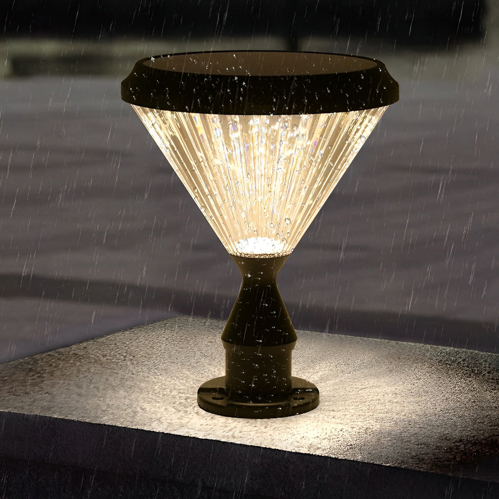 Round Waterproof Light Control LED Black Modern Solar Outdoor Lights - Lumpaz