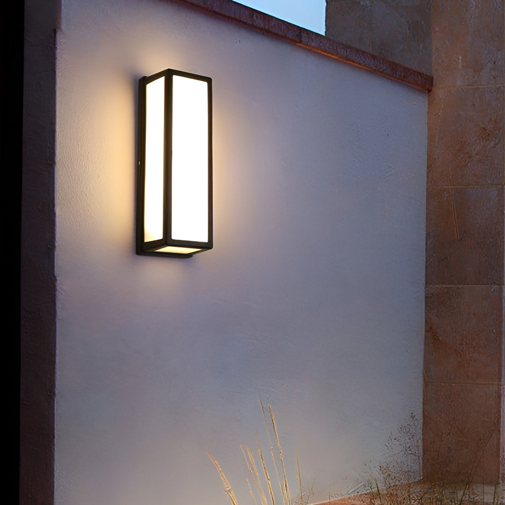 Rectangle LED Waterproof Motion Sensor Black Modern Wall Sconce Lighting - Lumpaz
