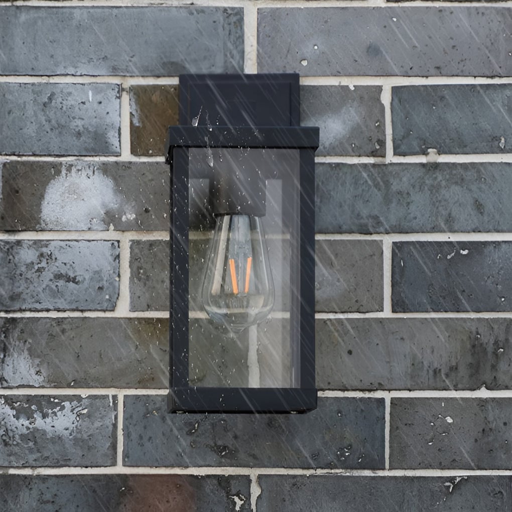 Rectangular Glass Waterproof Black Modern Outdoor Wall Lamp Exterior Lights - Lumpaz