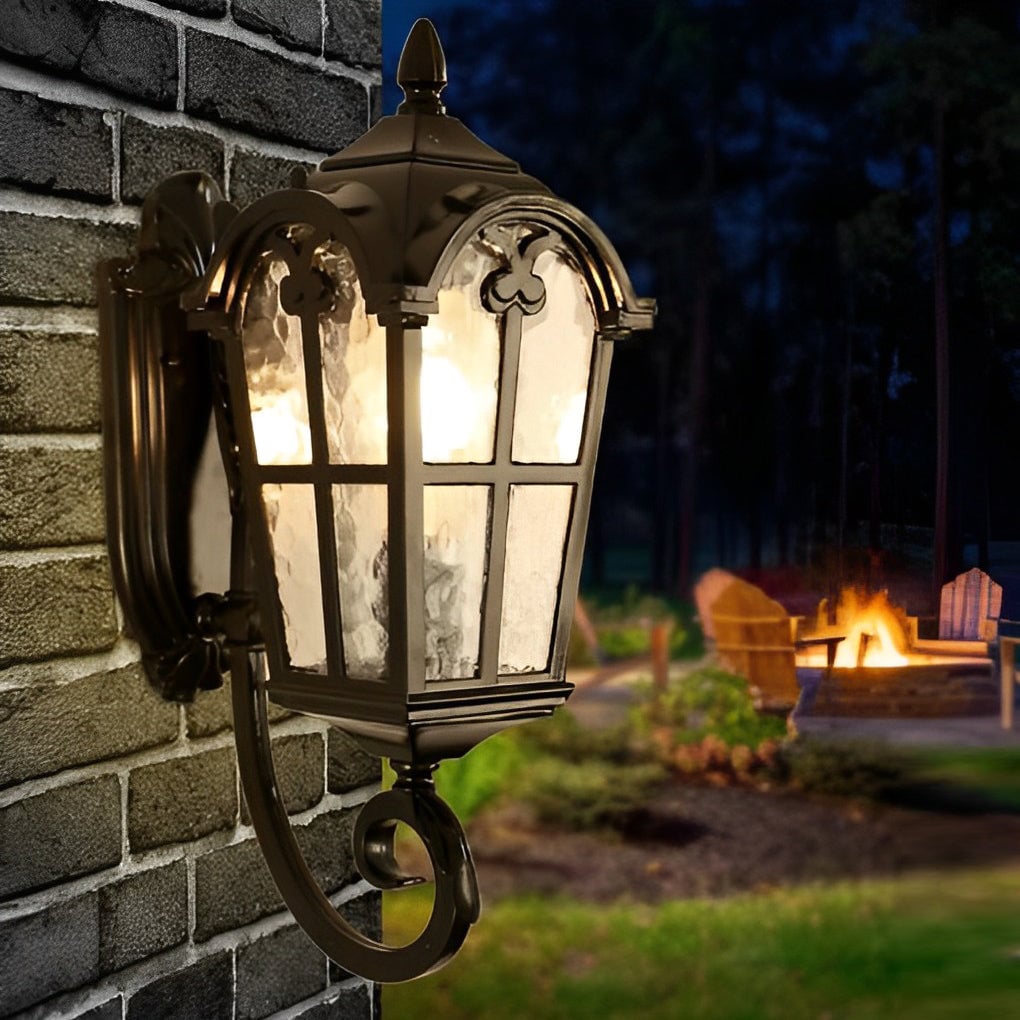 Vintage Glass Waterproof Black European-style Outdoor Wall Lamp Exterior Lights - Lumpaz