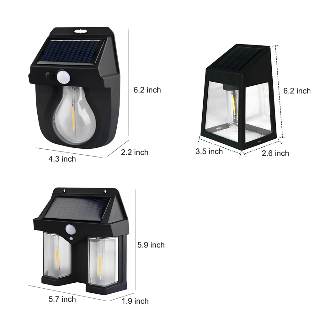 Waterproof Tungsten Bulb Intelligent Three Modes Modern Solar Wall Lights - Lumpaz