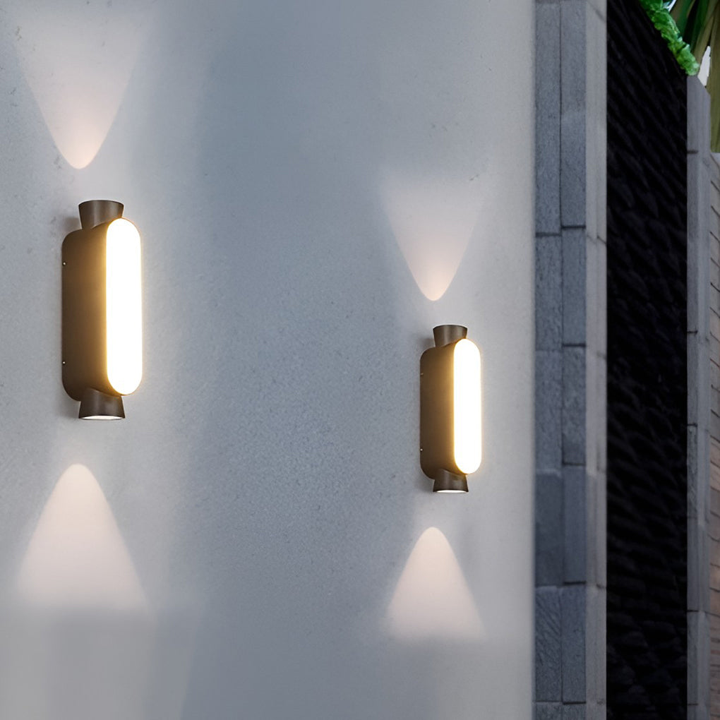 Waterproof LED Up and Down Lights Black Modern Outdoor Wall Sconce Lighting - Lumpaz