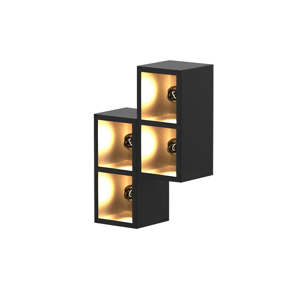 Waterproof Creative Square Combination LED Black Wall Lamp with Flowerpot - Lumpaz