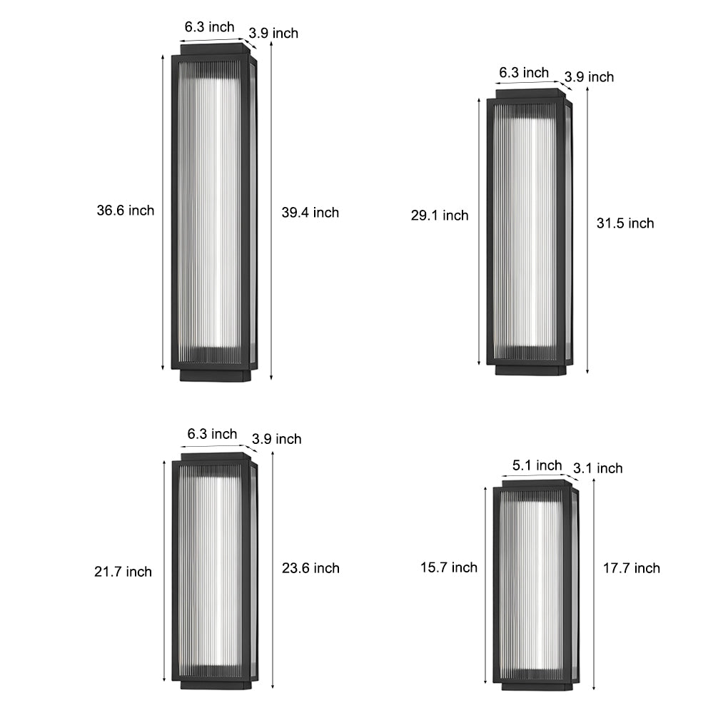 Rectangular Strip Waterproof LED Black Modern Outdoor Wall Lights - Lumpaz
