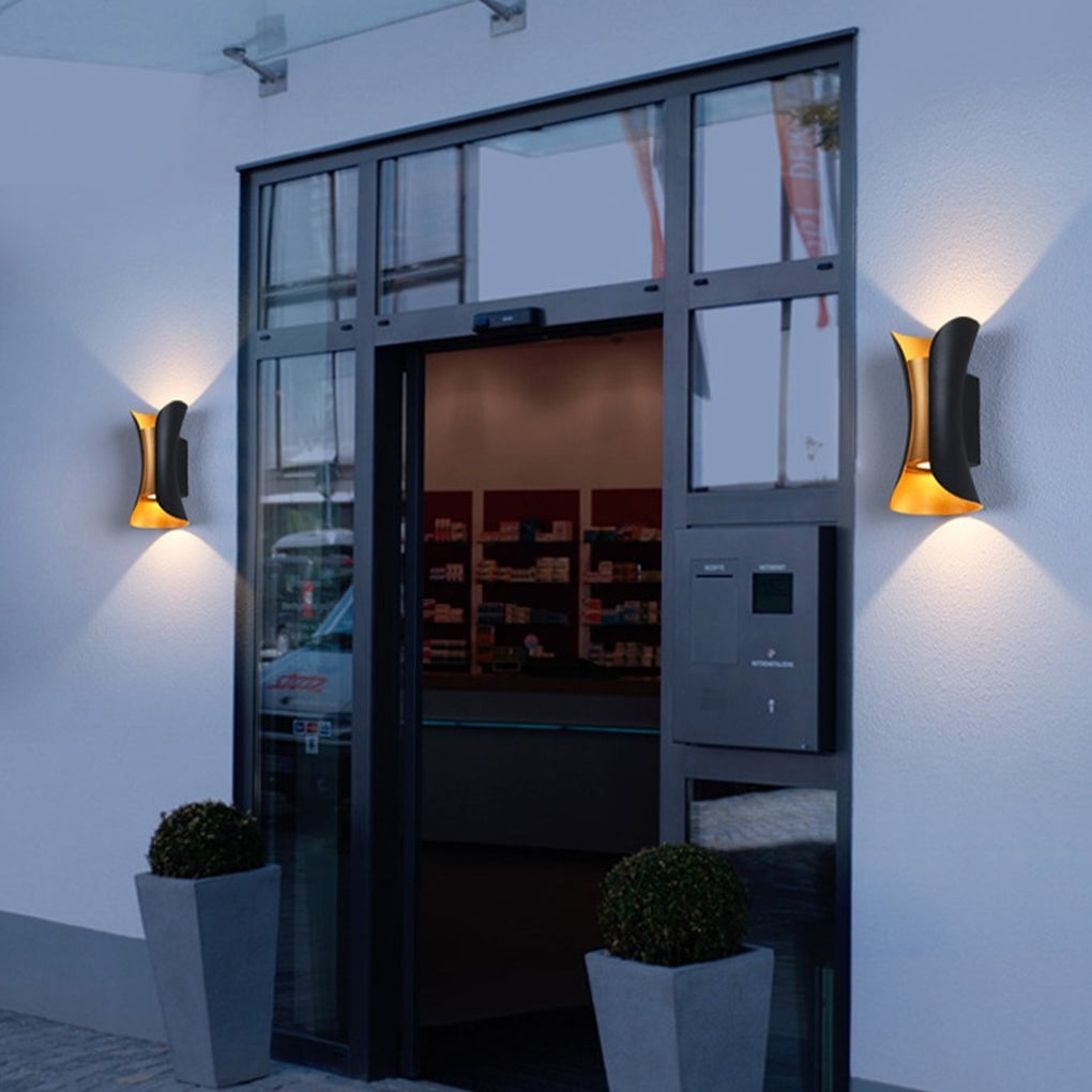 Curved LED Up and Down Lighting Waterproof Modern Outdoor Wall Lights - Lumpaz