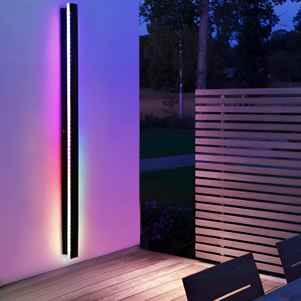 Black Long Strip LED RGB Outdoor Waterproof Wall Light - Lumpaz