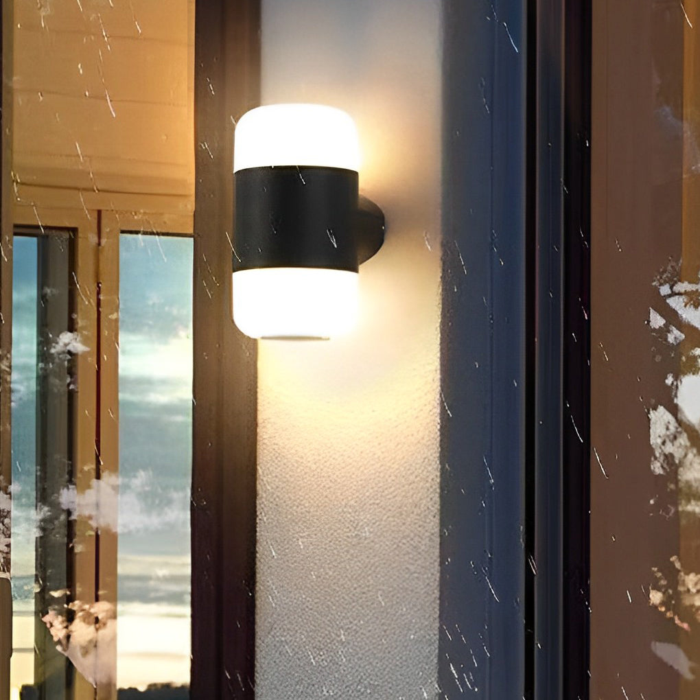 Round Up and Down Light LED Waterproof Black Modern Outdoor Wall Lamp - Lumpaz