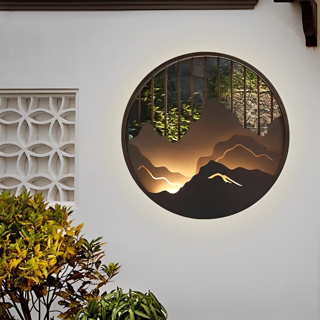 Round Mountain Scenery LED Waterproof Outdoor Wall Sconce Lighting - Lumpaz