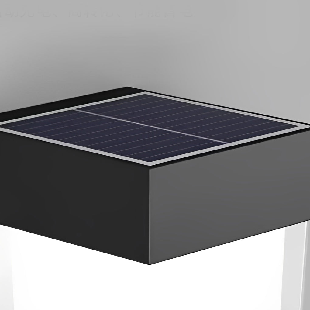 Square Round Waterproof LED Black Minimalist Solar Outdoor Wall Lights - Lumpaz