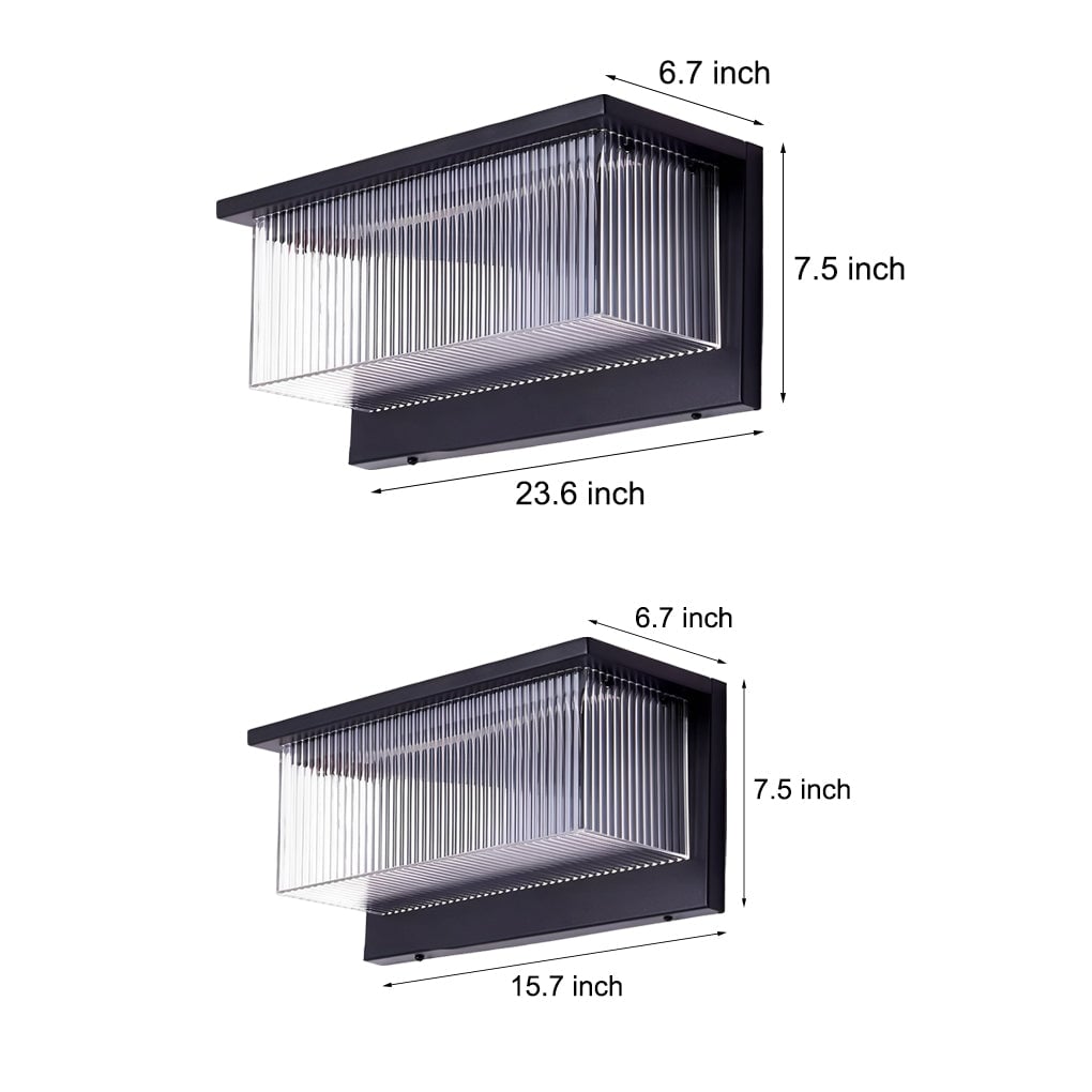 Rectangular Striped Acrylic Shade Waterproof Black Modern Solar Wall Lights - Lumpaz