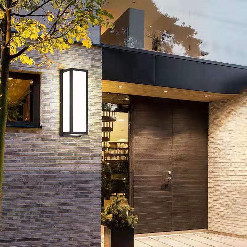 Rectangular Minimalist LED Waterproof Black Modern Outdoor Wall Lights - Lumpaz