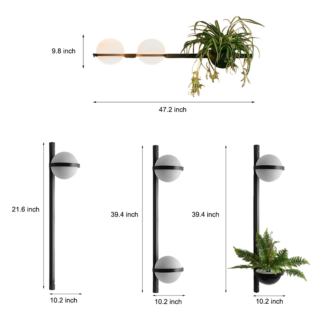 Creative Flowerpot Ball Waterproof LED Black Modern Outdoor Wall Light - Lumpaz