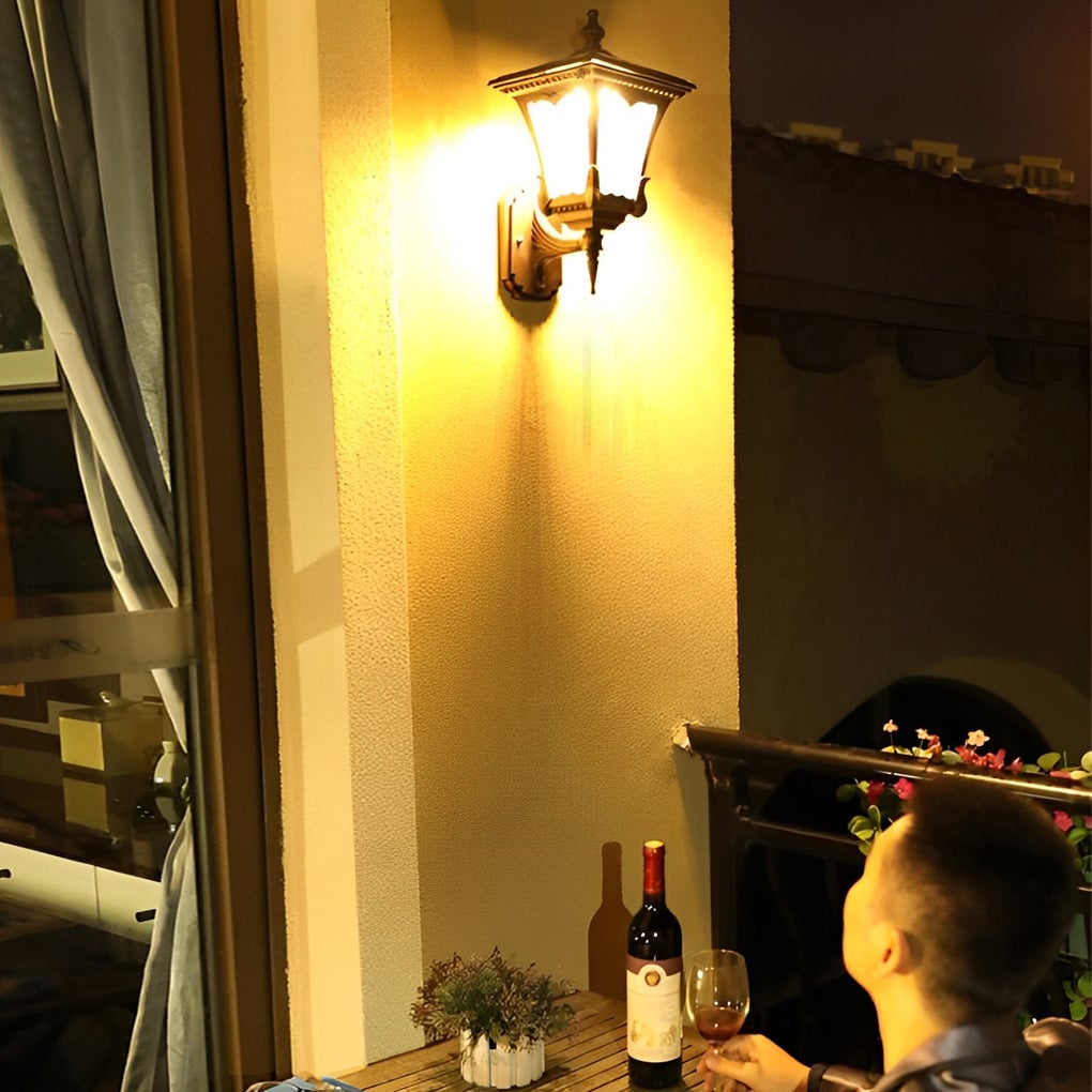 Vintage Striped Glass LED Waterproof Black Retro Solar Wall Lights - Lumpaz