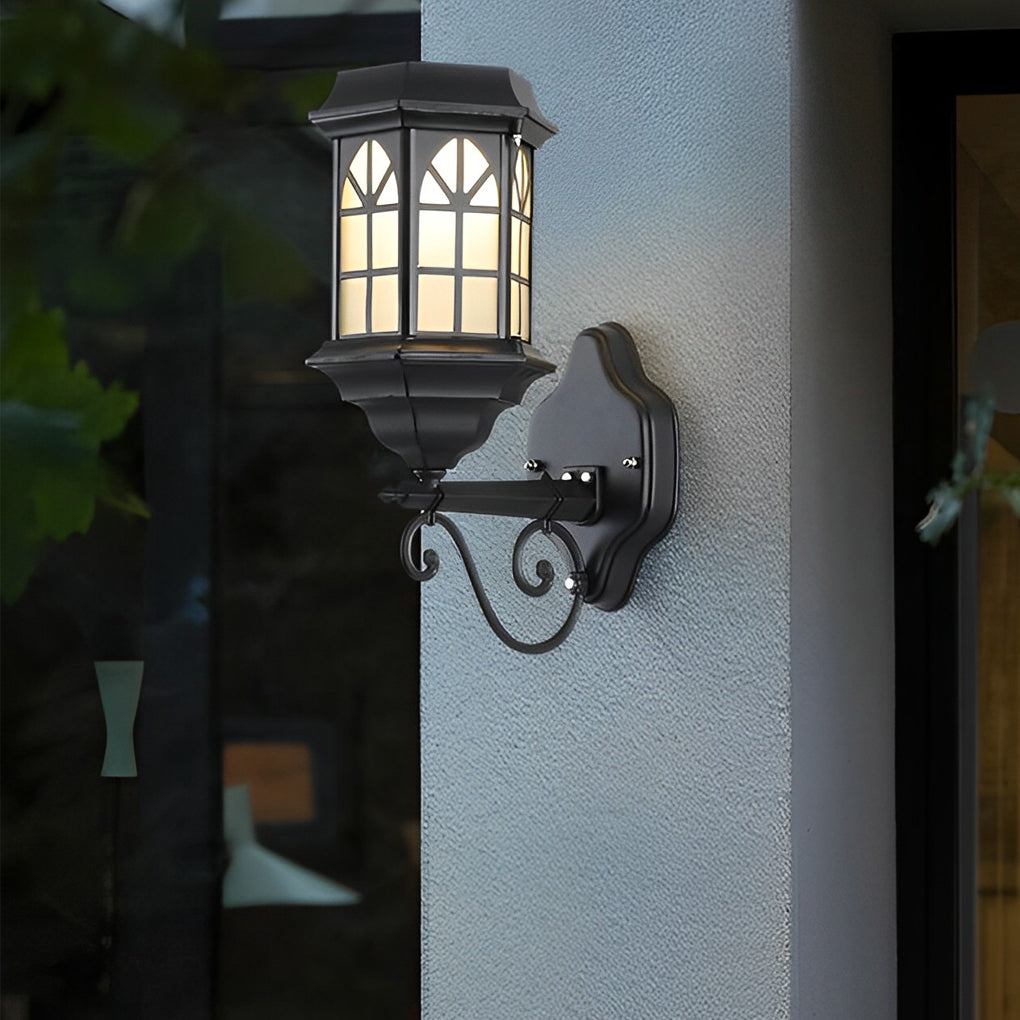 Retro Waterproof Dimmable LED Solar Wall Lamp with Remote Exterior Lights - Lumpaz