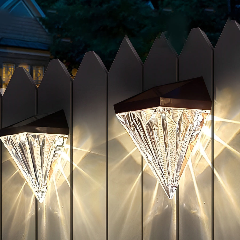 2PCS Geometric LED Waterproof Black Solar Wall Lamp Outdoor Wall Lights Fixture - Lumpaz