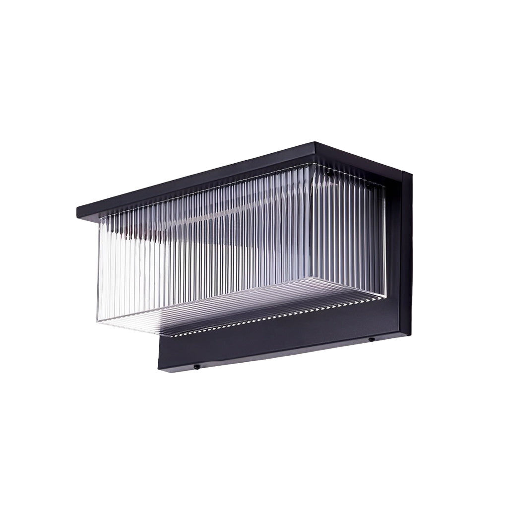 Rectangular Striped Acrylic Shade Waterproof Black Modern Solar Wall Lights - Lumpaz