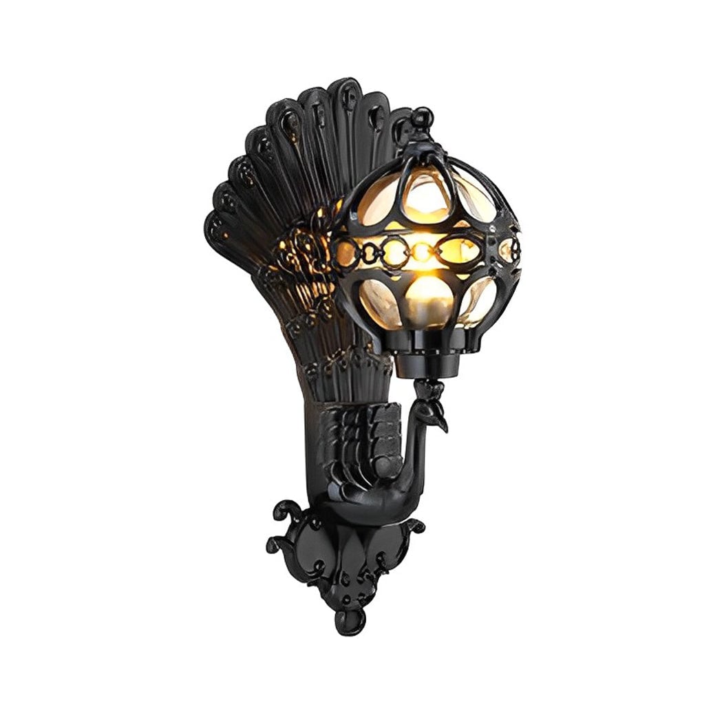 Waterproof Retro Peacocks Aluminum European Style Outdoor Wall Light - Lumpaz