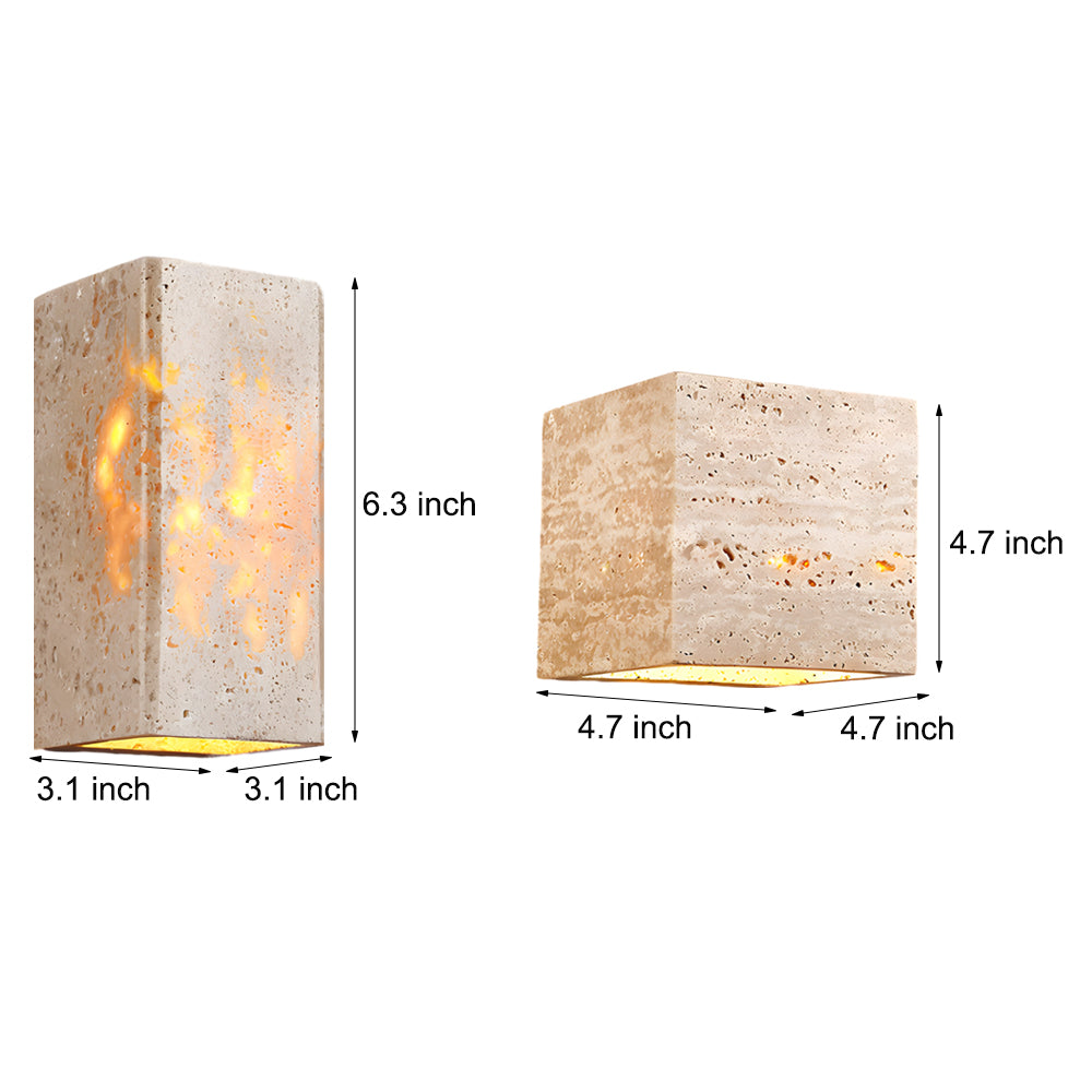 Wabi-Sabi Yellow Travertine LED Wall Sconce - Square/Rectangle - Lumpaz