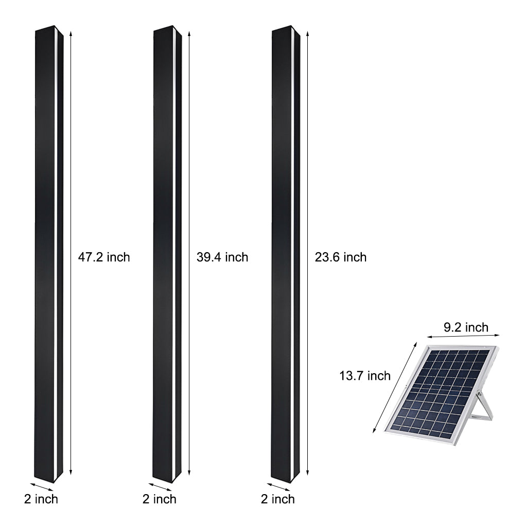 Minimalist Long Strip LED Waterproof Black Modern Solar Wall Sconce Lighting - Lumpaz