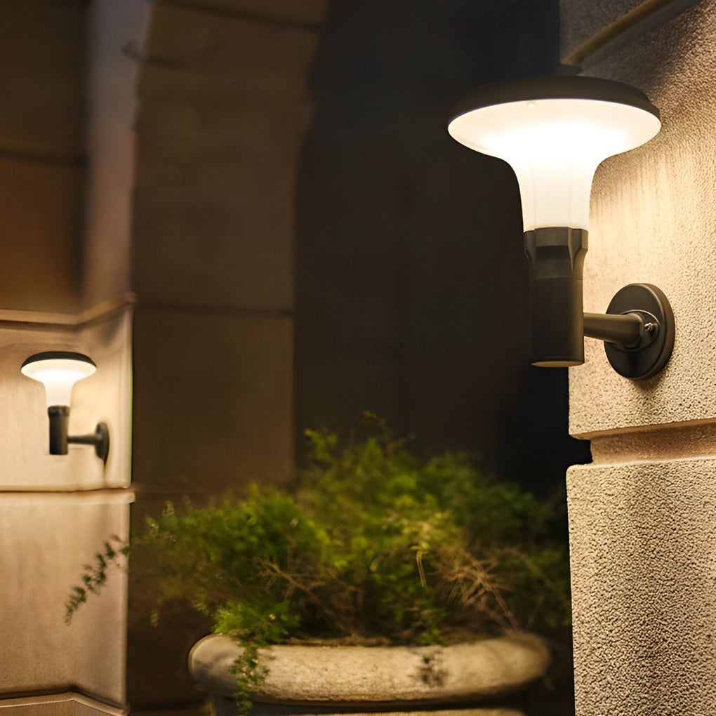 Round Flower LED Waterproof Black Modern Solar Wall Lamp Wall Sconces Lighting - Lumpaz