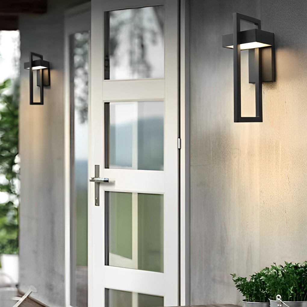Rectangular Minimalist LED Waterproof Black Modern Outdoor Wall Lamp - Lumpaz