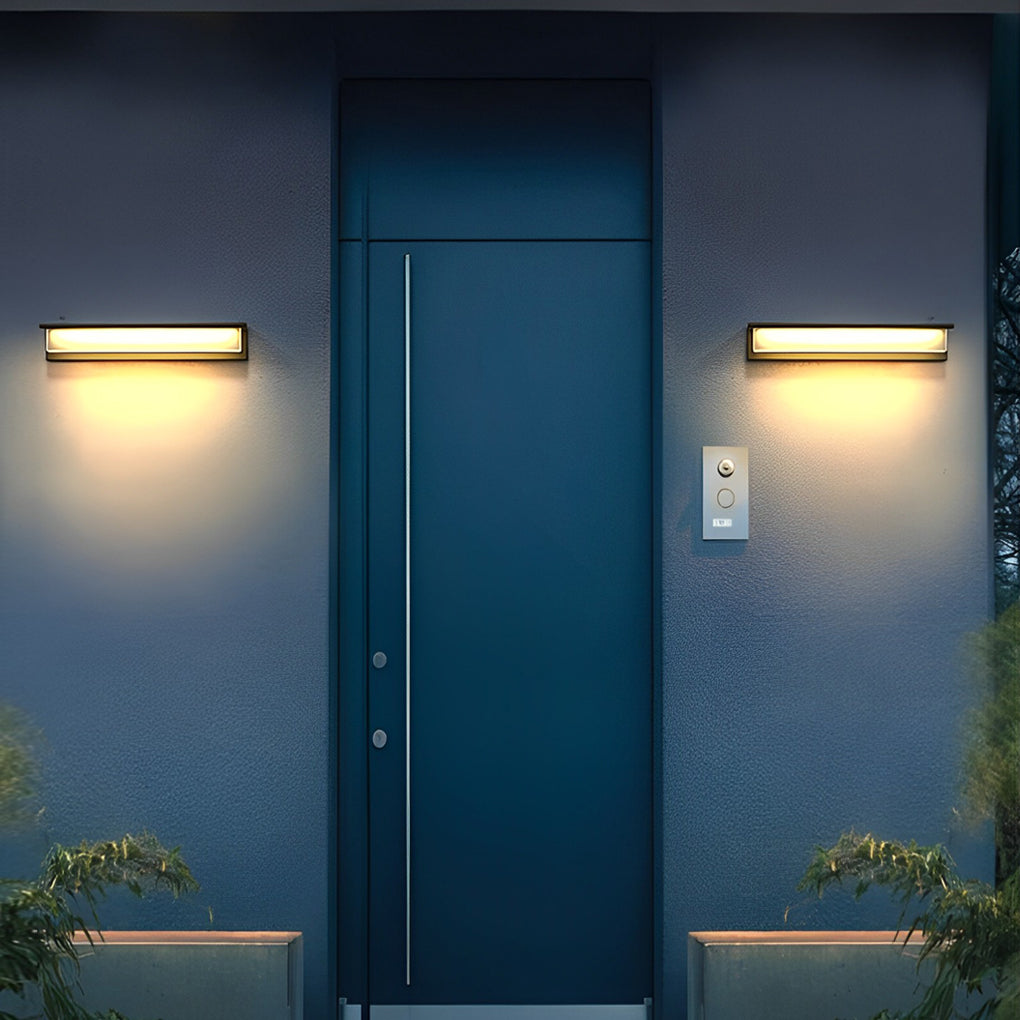 Minimalist Rectangular Waterproof LED Modern Solar Wall Lamp Exterior Lights - Lumpaz